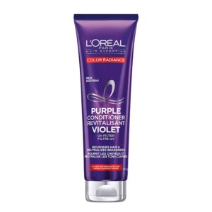 L’Oréal Paris Color Radiance Purple Conditioner, Purple Conditioner For Bleached & Blonde Hair, With UV Filters To Neutralize Brassiness, 150 ml- Canada