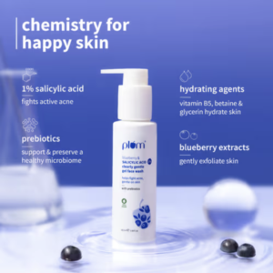 Plum 1% Salicylic Acid & Blueberry Clearly Gentle Gel Face Wash, For Acne Prone & Oily Skin 100ml