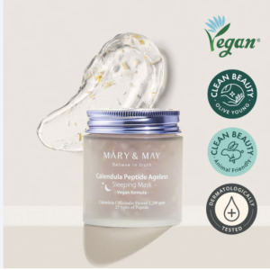 Mary&May Vegan Calendula Peptide Ageless Sleeping Mask - Overnight Hydration Face Gel Mask Korean Facial Mask