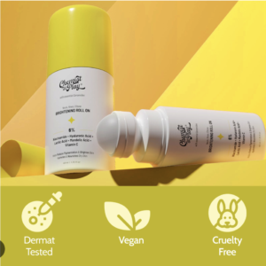 Chemist at Play Brightening Roll On For Neck, Knee & Elbow With 6% Vitamin C+ Hyaluronic Acid, AHAs, Niacinamide, & Ceramides | Helps Reduction in Pigmentation & Hydrates Dry Skin | 40ml