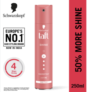 Schwarzkopf TAFT Shine Hair Spray For Shinner Hair With Diamond Luminizer Formula Hold 4 250ml