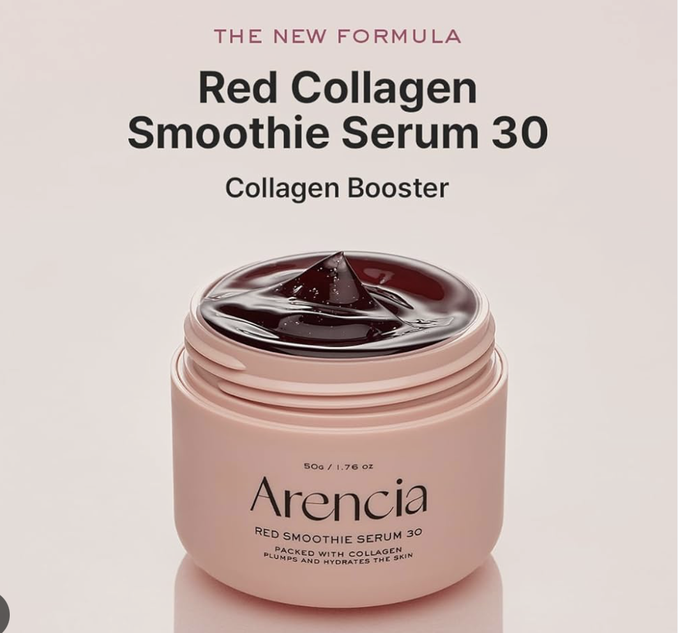 Arencia Overnight Red Smoothie Face Mask Serum, Glowing & Soothing with 30% red collagen, Niacinamide, Peptide, Vitamin E