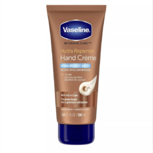 Vaseline Intensive Care Hand Crème Moisturizer for Dry Hands Hydra Replenish Made with hyaluronic acid, vitamin B3, and cocoa butter
