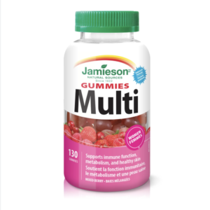 Jamieson Multivitamin Gummies for Women Mixed Berry Flavour, Supports Bone Health, Immunity, Energy, Hair, Skin and Nails. With Biotin and Vitamin B12, Vegetarian, Non-GMO, No Gluten, Artific