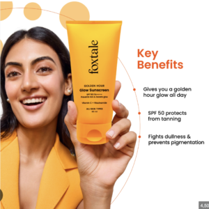 Foxtale Glow Sunscreen SPF 50 PA++++ with Vitamin C & Niacinamide for a Dewy Glow