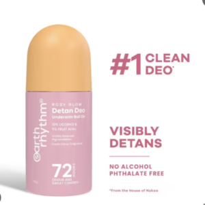 Earth Rhythm 5% AHA Detan Underarm Roll On Reduces Pigmentation Citrus Fresh No Aluminium - Detan Deo