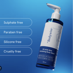Be Bodywise 5% AHA BHA Exfoliating Body Wash - For Body Acne, Strawberry Skin & De-Tans (250ml)