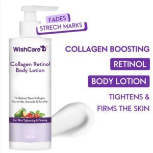 WishCare Collagen 1% Retinol Body Lotion - For Skin Tightening & Firming - With Niacinamide, Ceramide, Rosehip & Avocado - For Men & Women - 200 Ml