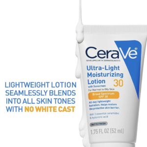 CeraVe Ultra-Light Moisturizing Lotion SPF 30 | Hydrating Sunscreen| Oil-Free Formula