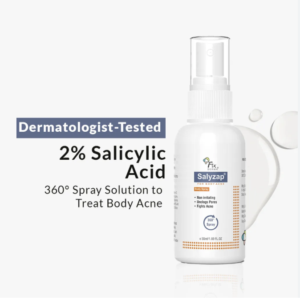 Fixderma 2% Salicylic Acid Salyzap Body Acne Spray For Acne on Back, Shoulders, Neck & Chest to improve Breakouts & Uneven skin texture for Women & Men - 50ml