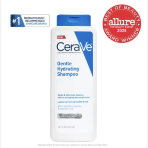 CeraVe Gentle Hydrating Shampoo for Men & Women, Gently Cleanses Hair & Scalp Without Stripping Away Moisture, Leaves Hair Feeling Healthy & Soft. Suitable for All Hair Types. 355mL
