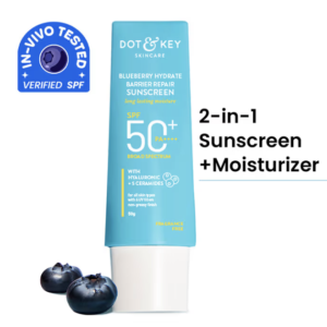Dot & Key Blueberry Hydrate Barrier Repair Sunscreen In-Vivo Tested SPF 50+ PA++++ | With Ceramides & Hyaluronic, Hydrates & Protects Skin | Repairs Damaged Skin, Lightweight, Non-Sticky, Non