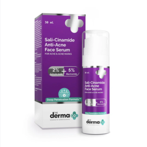The Derma Co Sali-Cinamide Anti-Acne Face Serum - 30 ml | Fights active acne | Fades acne marks & scars | Controls excess oil | Unclogs pores | Reduces redness & inflammation