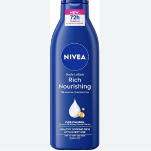 NIVEA Rich Nourishing Body Lotion (250ml), Rich 72H Hydration NIVEA Moisturiser for Dry Skin Made with Deep Moisture Serum and Almond Oil, Intensive Hydration NIVEA Body Lotion 400ml- Spain