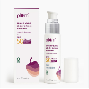 Plum Bright Years All Day Defence Cream SPF 50 PA+++| Sun Protection | For Ageing Skin | 100% Vegan, Cruelty Free | 50ml