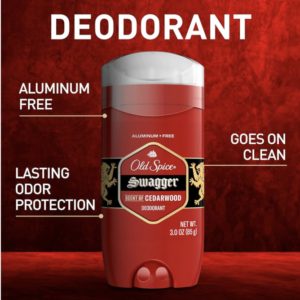 Old Spice Aluminum Free Deodorant for Men, 24/7 Odor Protection, 24/7 Freshness & Lasting Scent, Swagger with Cedarwood Scent