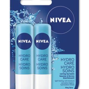 NIVEA Hydro Care Lip Balm Sticks, 24H Hydration Duo Pack (2 x 4.8 g)