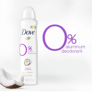 Dove 0 percent Deodorant Spray For 48 Hour Protection Coconut and Pink Jasmine Aluminum Free Deodorant