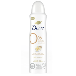 Dove 0% Aluminum Free Deodorant Spray, for 72H Protection, Oat Milk & Vanilla Scent