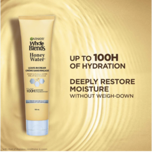Garnier Whole Blends Honey Water Leave-in Cream, for Dry Hair and Scalp, Honey Water & Floral Nectar, Moisture Lock Cream, No Weigh-Down, Frizz Control, Silicone-Free and Cruelty free, 150 ml