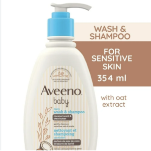 Aveeno Baby Daily Moisturizing Wash & Shampoo, Natural Coconut Scent, Shea Butter & Oat Extract, Body Wash, Hypoallergenic