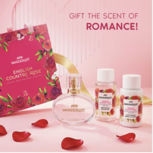 Nykaa Wanderlust English Country Rose Mini Fragrance Gift Set - EDP, Lotion, Shower Gel - Bestseller (90ml)