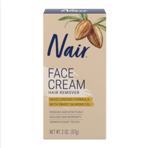 Nair Hair Remover Face Cream, Moisturizing Formula Hair Removal with Sweet Almond Oil 57g