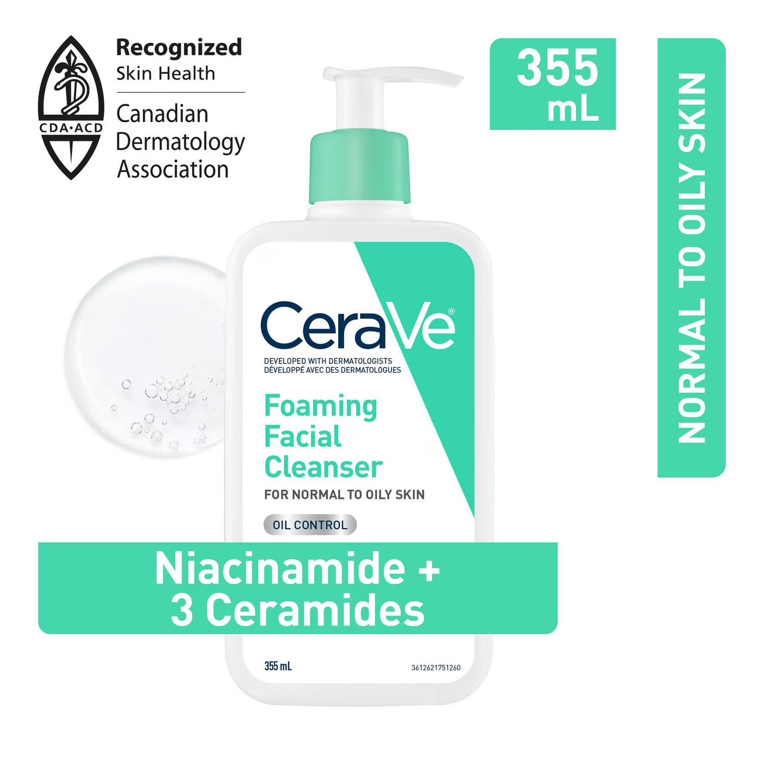 CeraVe Gentle Foaming Facial Cleanser With Niacinamide, Hyaluronic Acid and 3 Ceramides - CANADA
