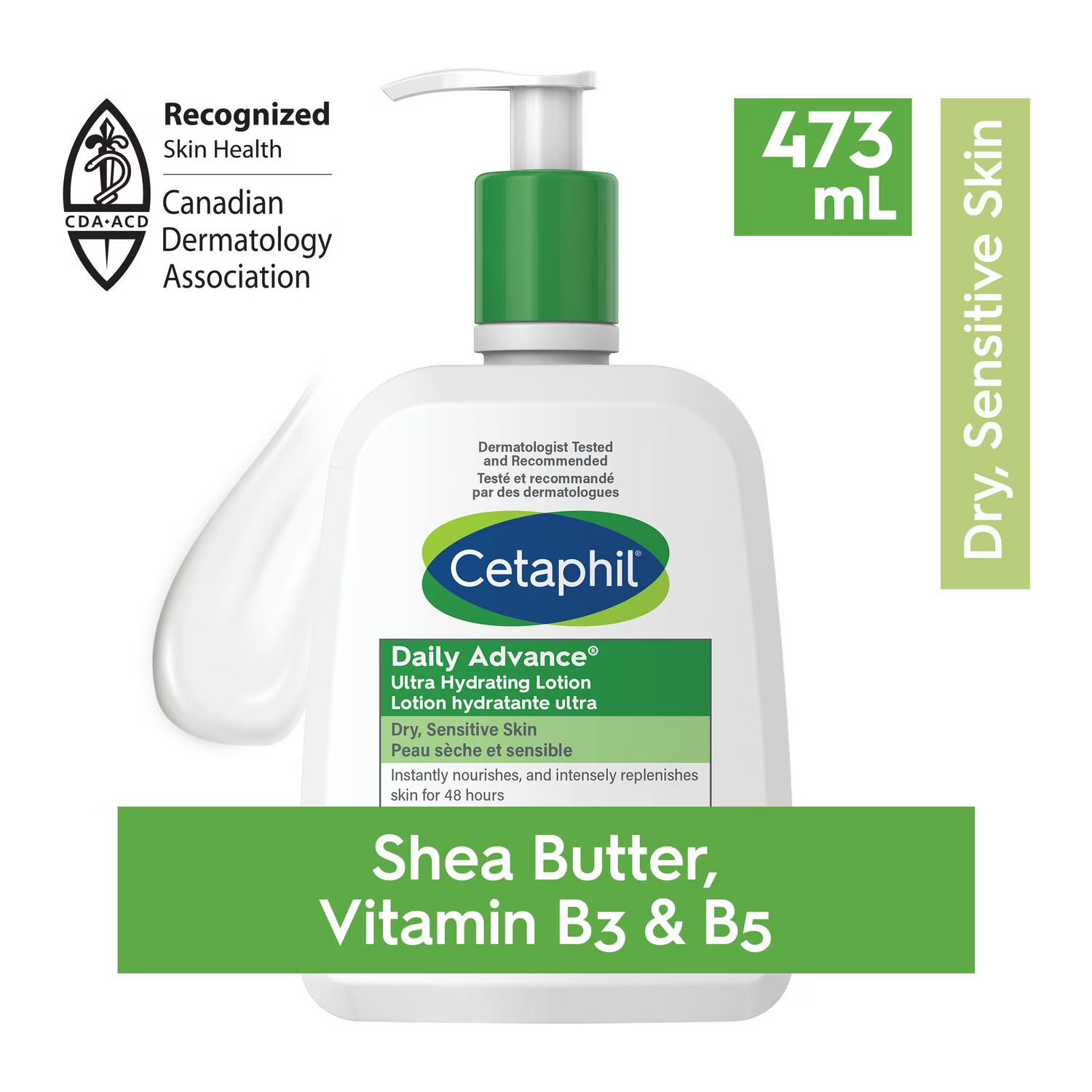 Cetaphil DailyAdvance Ultra Hydrating Lotion With Shea Butter and Vitamin E | 48hr Hydration - 473ml