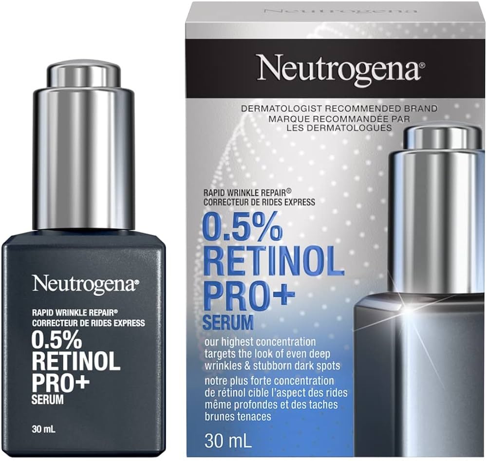 Neutrogena Retinol, Rapid Wrinkle Repair 0.5% Pure Retinol Pro+ Serum -reduce the look of fine lines, wrinkles, dark spots, and dullness - 30 mL - Canada