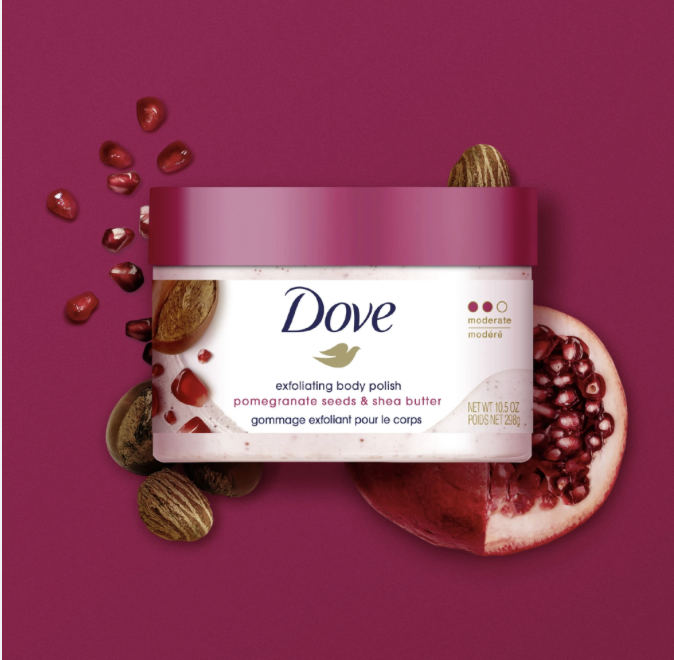Dove Scrub Pomegranate & Shea Butter For Silky, Soft Skin Body Scrub Exfoliates And Provides Lasting Nourishment