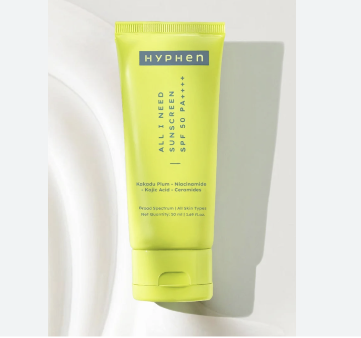 Hyphen All I Need Sunscreen SPF50 PA++++ | Brightens with Niacinamide, Kojic Acid, Vit C Rich Kakadu Plum | Lightweight Non-Greasy UVA/B Protection | Oily, Dry, All Skin Types | For Women & M