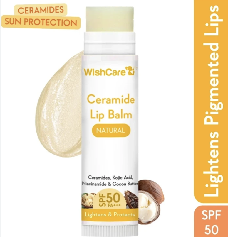 Wishcare Ceramide Lip Balm With SPF 50 PA+++ Kojic Acid & Niacinamide For Lip Lightening Natural
