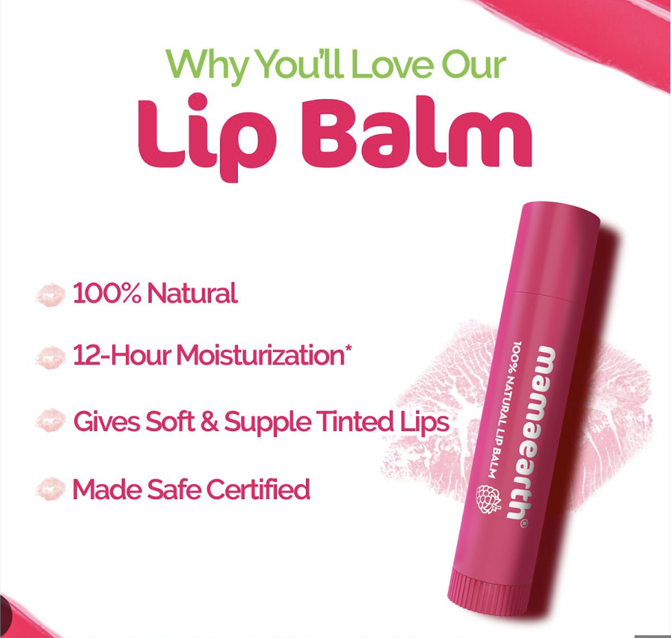 Mamaearth Nourishing Tinted Lip Balm with Vitamin E and Raspberry for 12H Moisturization