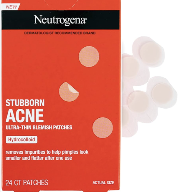 Neutrogena Stubborn Acne Ultra-Thin Blemish Dots, Pimple Patches for Face, Acne Patches, Ultra-Thin Hydrocolloid Facial Stickers, Overnight Use, Suitable for All Skin Types, 24 Count