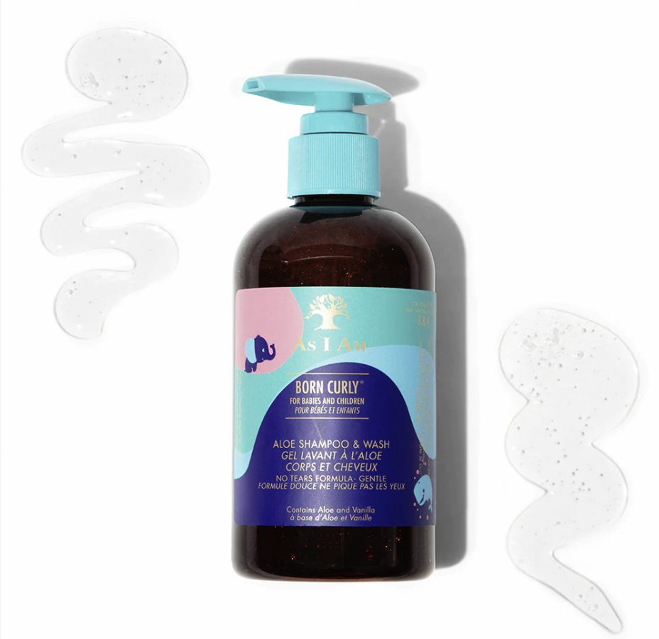As I Am, Born Curly Aloe Shampoo & Wash for Babies and Children, Gentle No-tear Formula - 240 ml