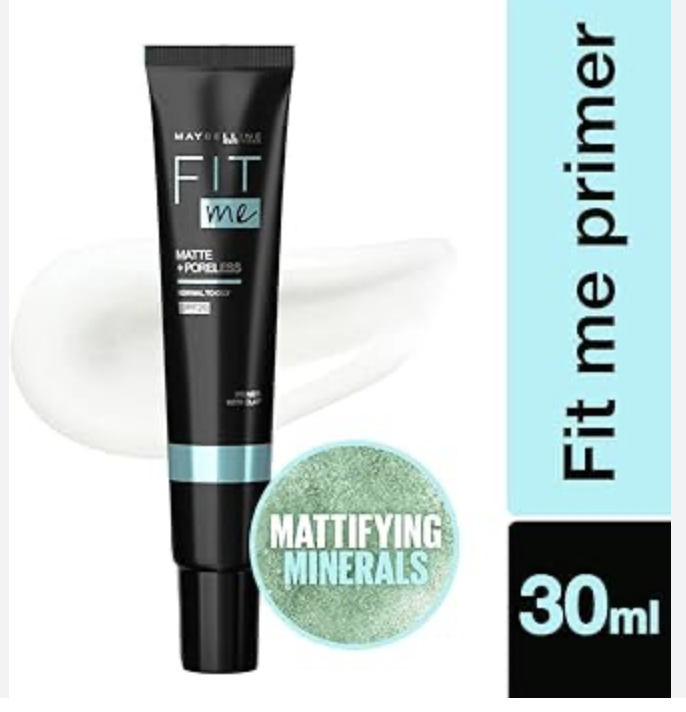 Maybelline New York Fit Me Primer, Oil free and Non Comedogenic Formula - Matte+Poreless