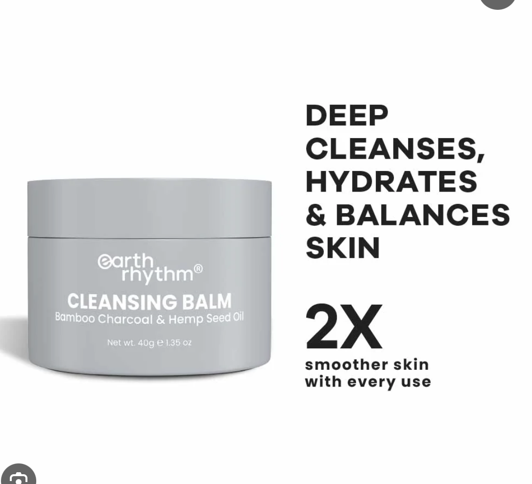 Earth Rhythm Cleansing Balm with Bamboo Charcoal & Hemp Seed Oil, Deep Cleanses and Hydrates