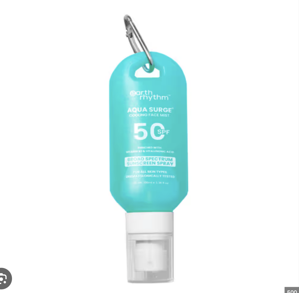 Earth Rhythm Aqua Surge Cooling Broad Spectrum Sunscreen Spray SPF 50, Enriched with Vitamin B3