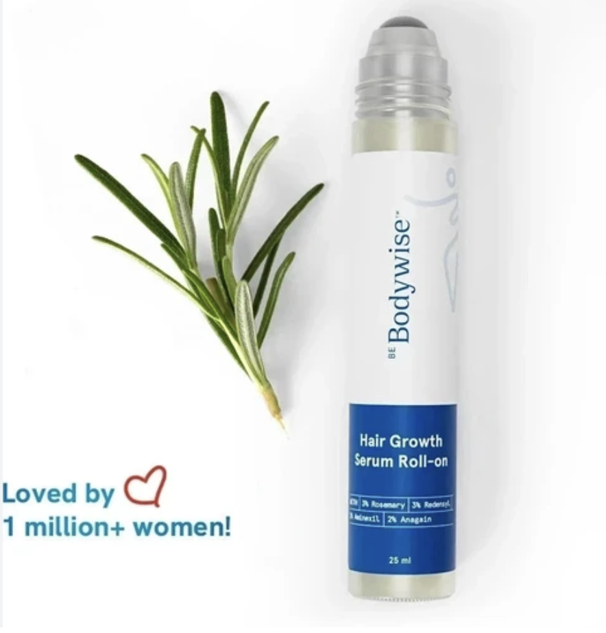 Be Bodywise Hair Growth Serum Roll On - 3% Rosemary, 3% Redensyl & 2% Aminexil For New Hair Growth (25ml)