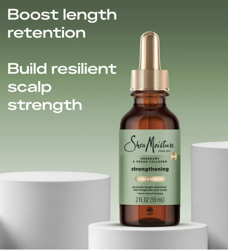 SheaMoisture Strengthening Scalp Oil & Hair Oil Rosemary & Vegan Collagen, 2 oz