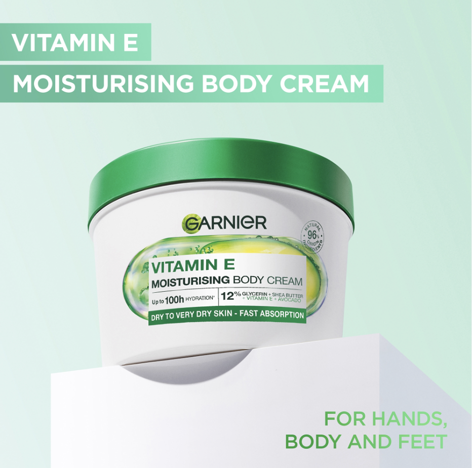 Garnier Vitamin E Moisturising Body Cream with Avocado 380ML- CANADA