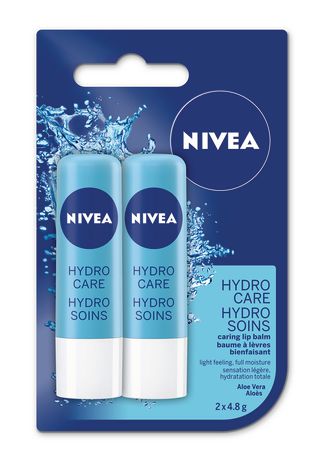 NIVEA Hydro Care Lip Balm Sticks, 24H Hydration Duo Pack (2 x 4.8 g)