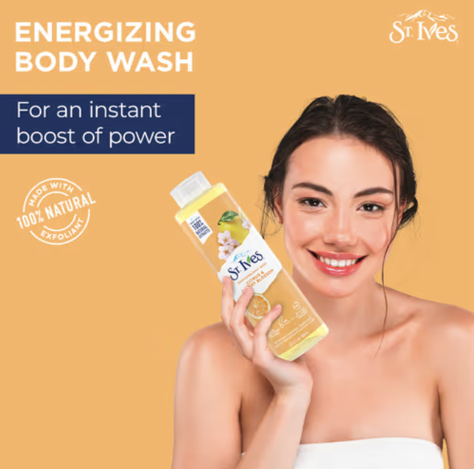 ST. Ives Energizing Body Wash Citrus & Cherry Blossom certified cruelty-free by PETA 650 ml- Canada