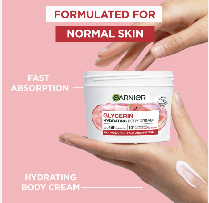 GARNIER GLYCERIN HYDRATING BODY CREAM WITH WATERMELON 380ml- uk
