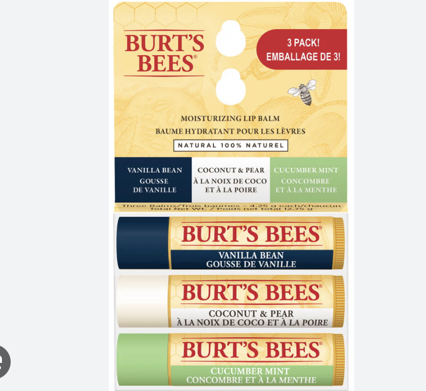 Burt's Bees ASSORTED LIP BALM 3PK
