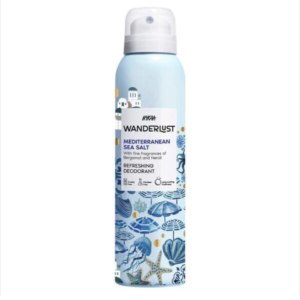 Wanderlust Mediterranean Sea Salt Deodorant Spray for Women, Long Lasting Freshness, 48 Hrs (150ml)