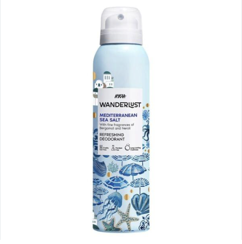 Wanderlust Mediterranean Sea Salt Deodorant Spray for Women, Long Lasting Freshness, 48 Hrs (150ml)