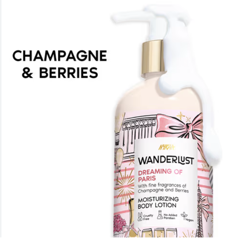 Nykaa Wanderlust Dreaming of Paris Perfume Body Lotion with Champagne and Berries Moisturisation (250ml)