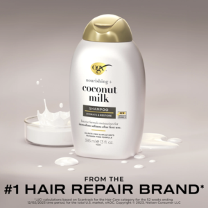 OGX Nourishing + Coconut Milk Moisturizing Shampoo, Hydrating & Restoring Shampoo Moisturizes for Soft Hair After the First Use, Paraben-Free, Sulfate-Free Surfactants- canada
